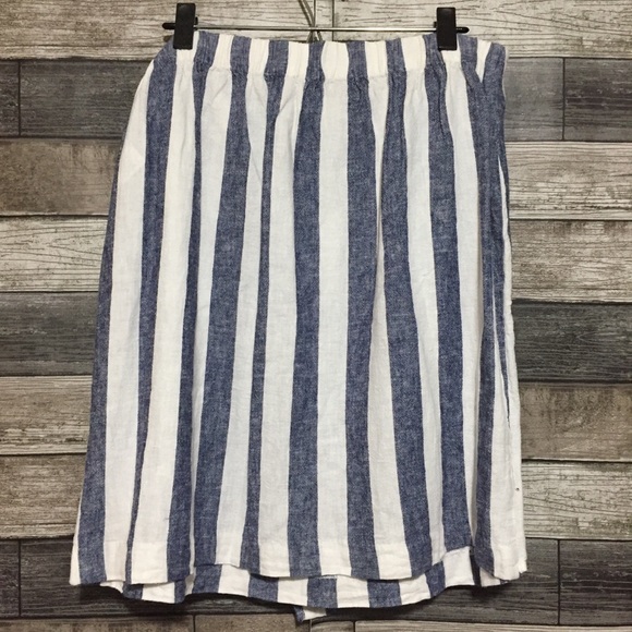 Ellen Tracy Striped Linen Rayon Skirt Women’s XL Blue White - Picture 5 of 8